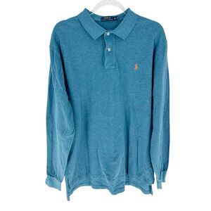 Polo Ralph Lauren Shirt Mens XL Blue Polo Long Sleeve Cotton Classic Preppy